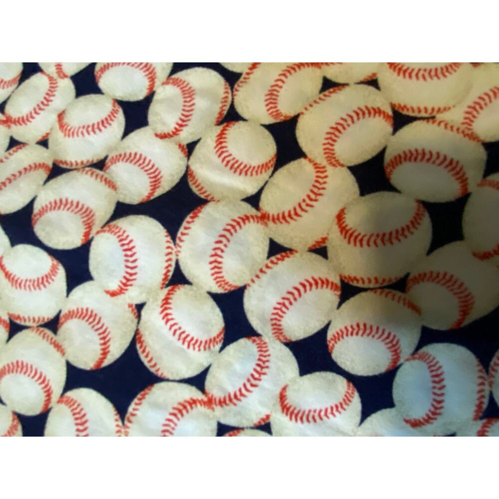 Handmade vintage Baseball baby blanket Blue satin trim Baby boy 42x33 - Picture 4 of 5